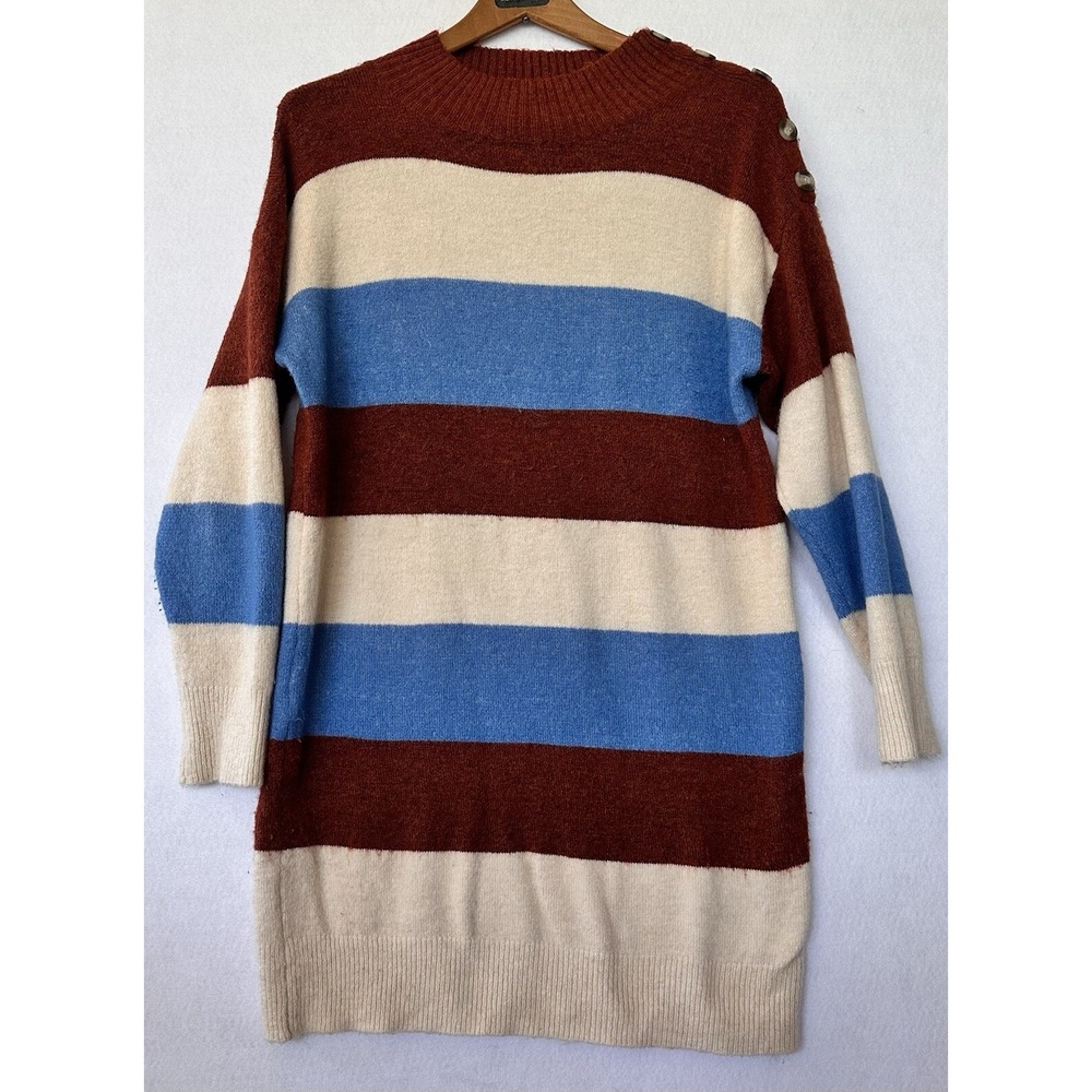 Altar'd State BOHO Sweater Dress Soft Size S Women’s Striped Blue Cream